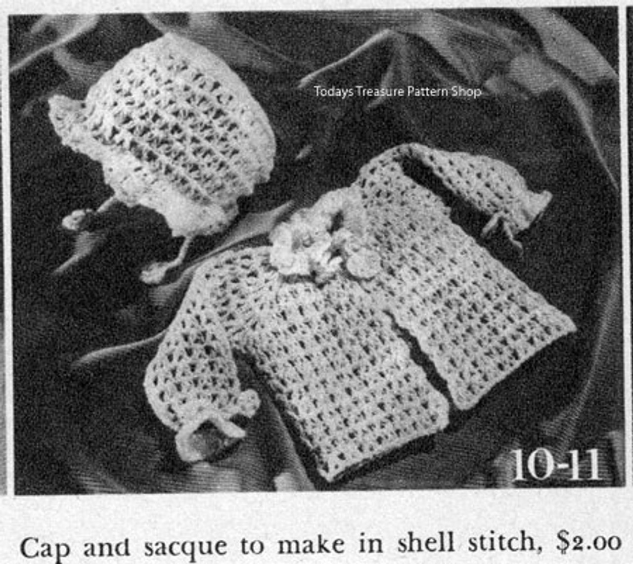 Crocheted Baby Bonnet Jacket Pattern 
