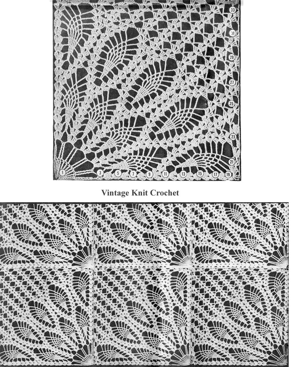 Fan of Flowers Square Crochet Pattern Stitch Illustration, Alice Brooks Design 7271