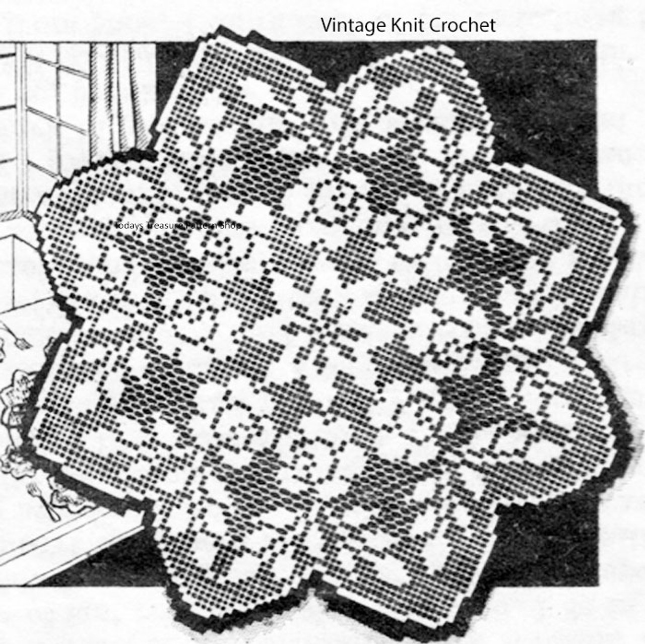 rose filet crochet chart