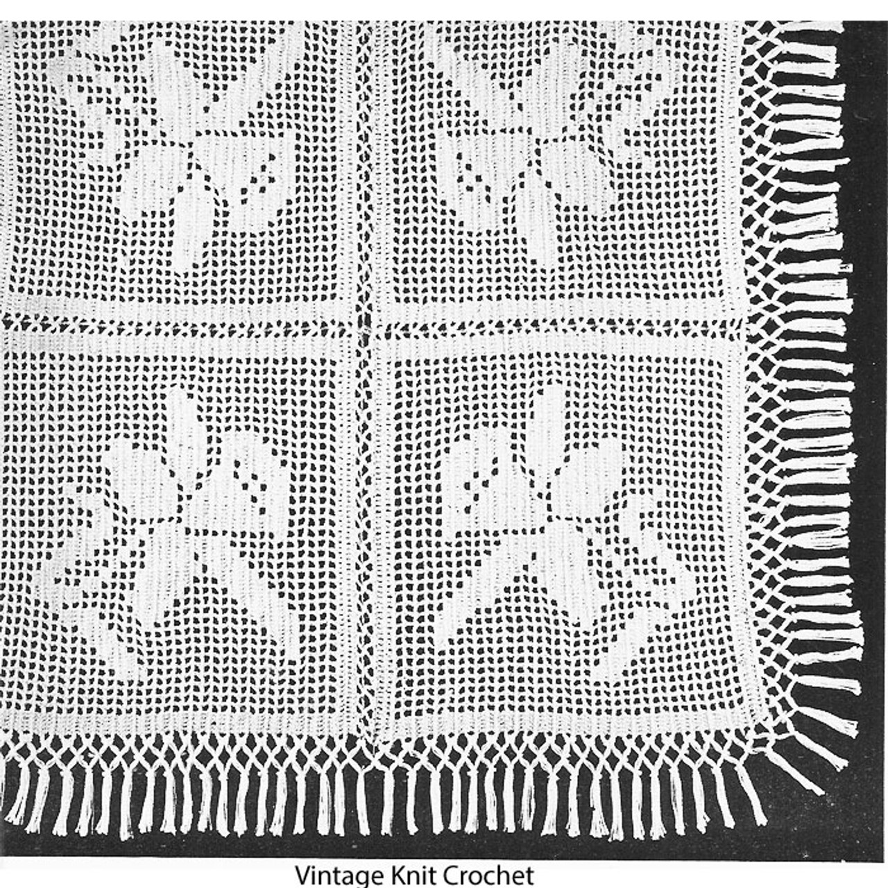 Filet Crochet Bedspread Pattern, Daffodil Squares