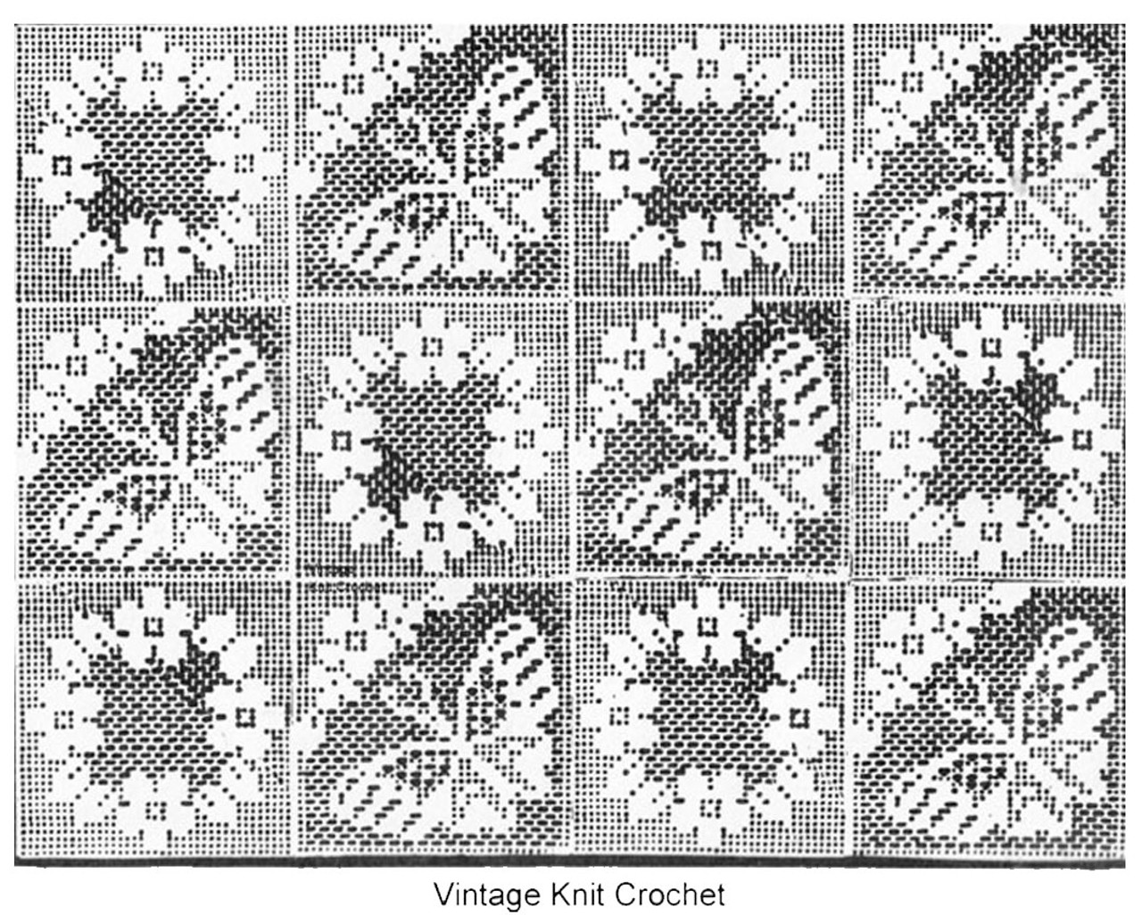 Filet Butterfly Flower Tablecloth Pattern Illustration for Alice Brooks Design 7126