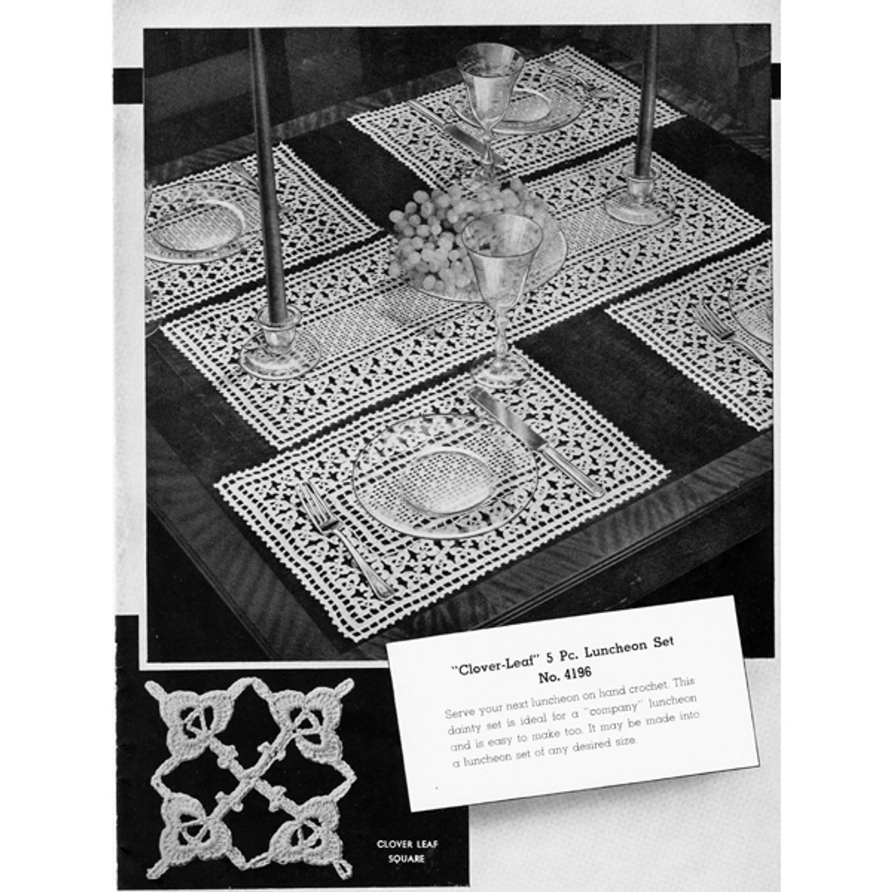 Vintage Filet Crochet Luncheon Set 