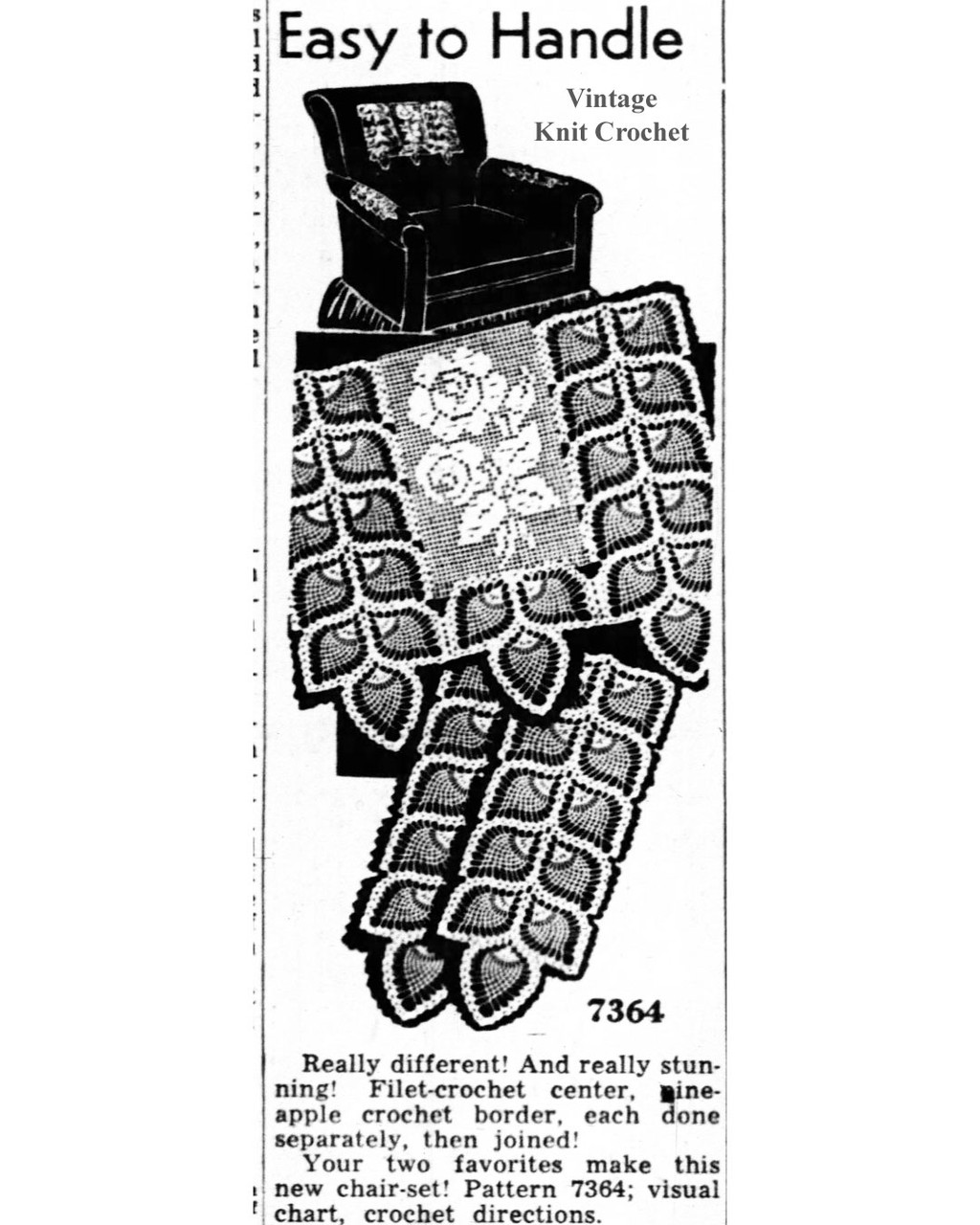 Mail Order Design 7364 Crochet Chair Set Newspaper Advertisement 