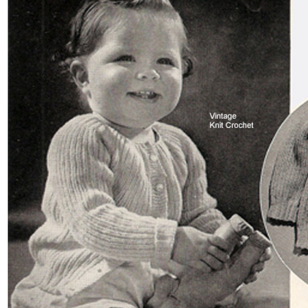 Knitted Baby Cardigan Pattern, Vintage 1940s