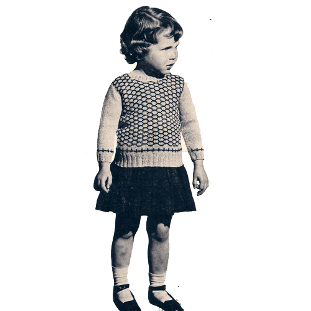 Childs Knitted Honeycomb Pullover Pattern 