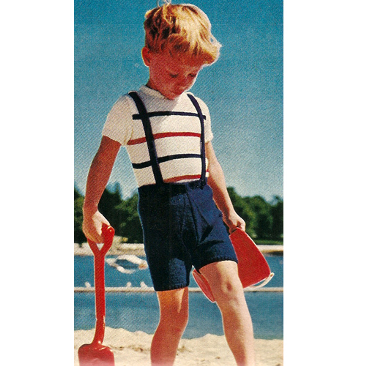 Toddler Striped Shirt Suspender Shorts Knitting Pattern 