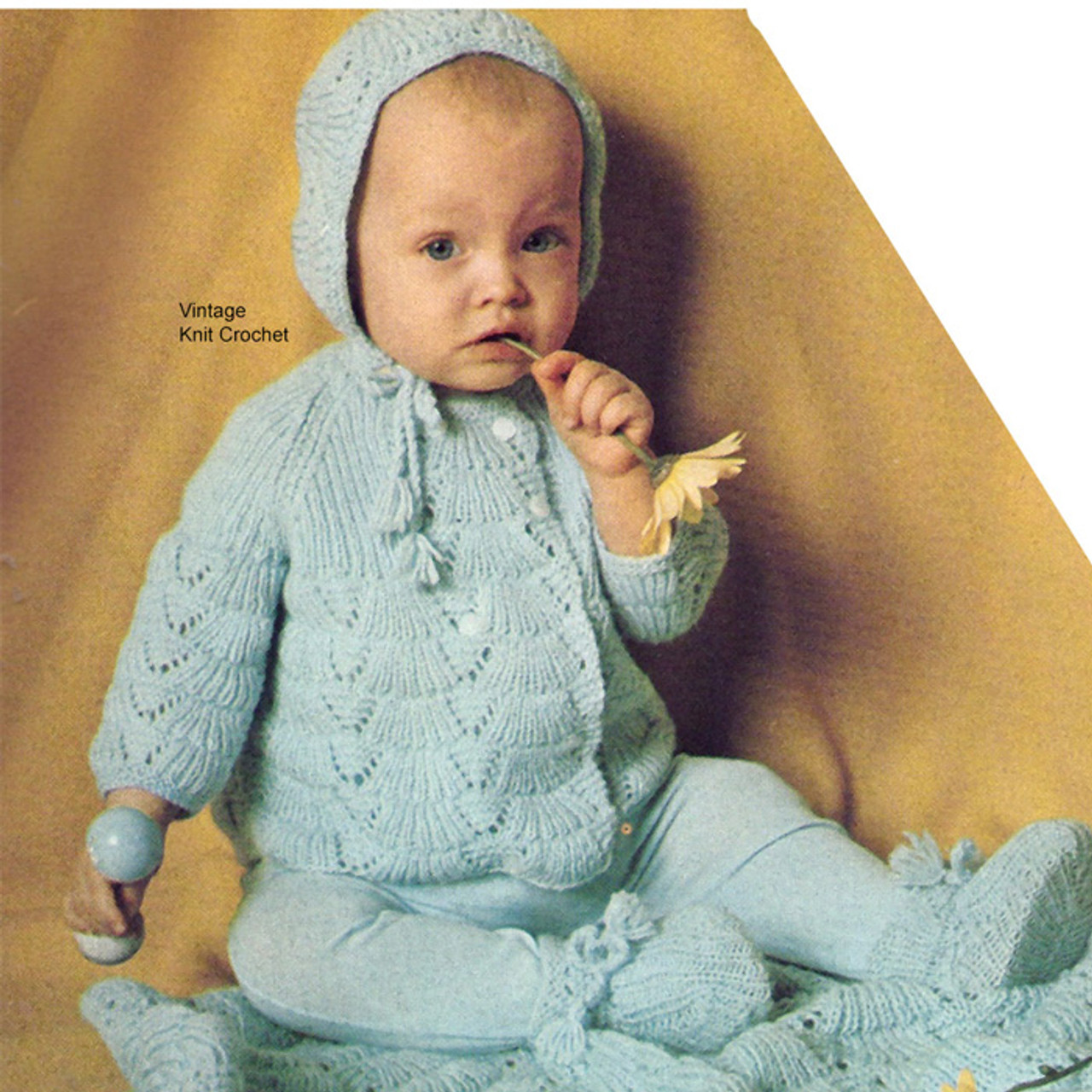 Baby Set Knitted Sacque Bonnet Bootees Pattern