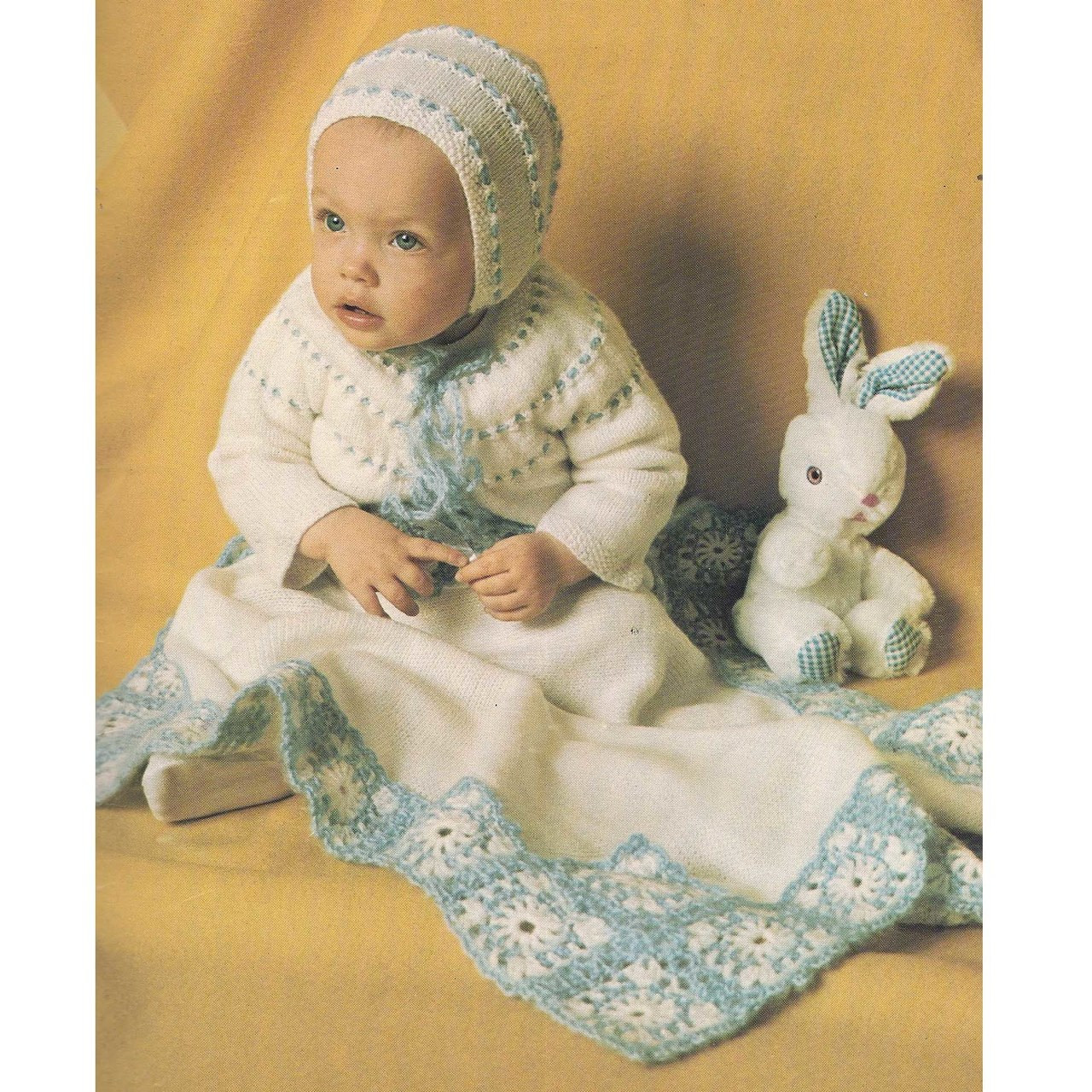 Two Color Knitted Baby Layette Pattern from Columbia Minerva