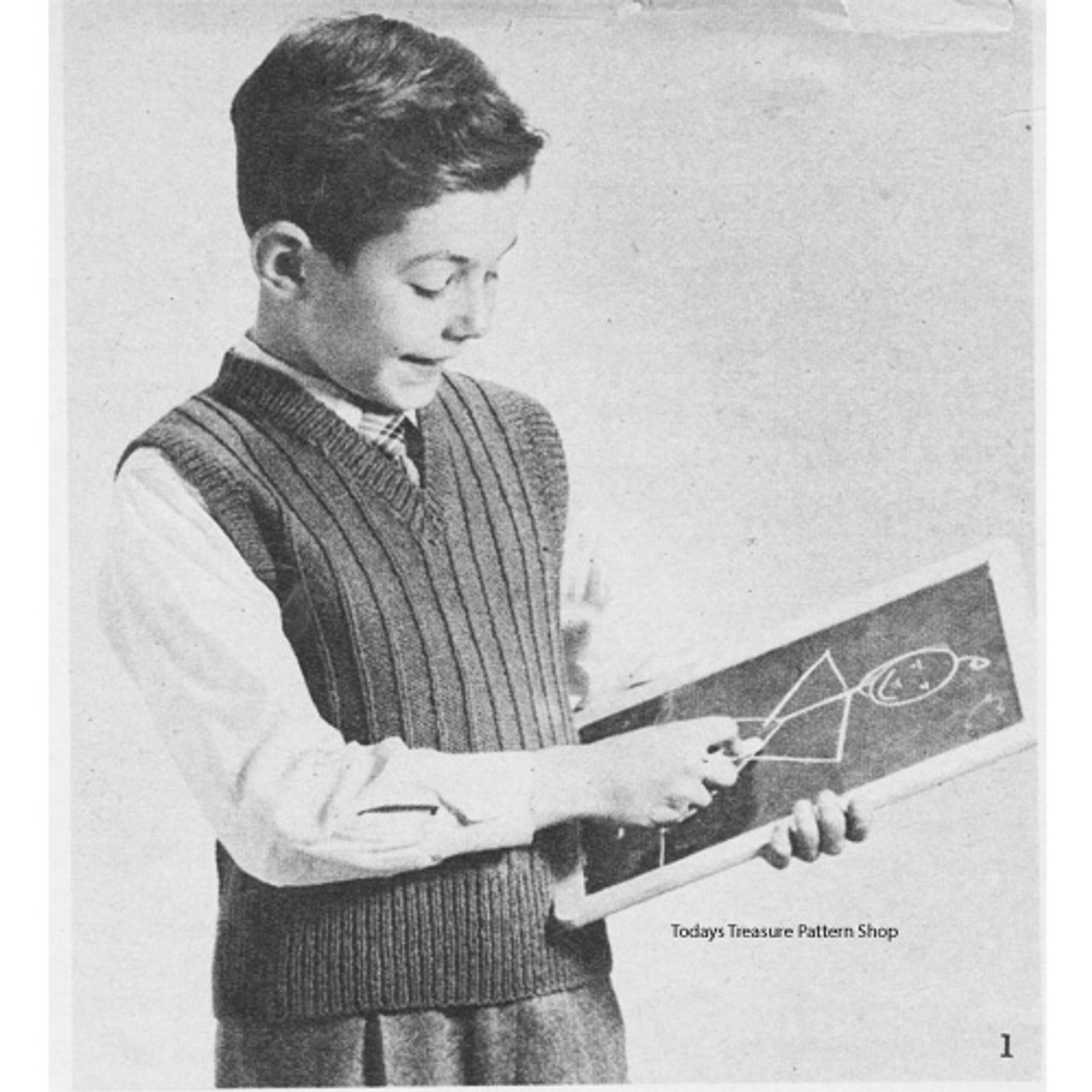 Boys Vintage Ribbed Pullover Pattern 