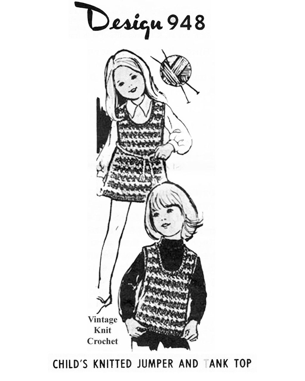 Childs Knitted Jumper Dress Top pattern Design 948