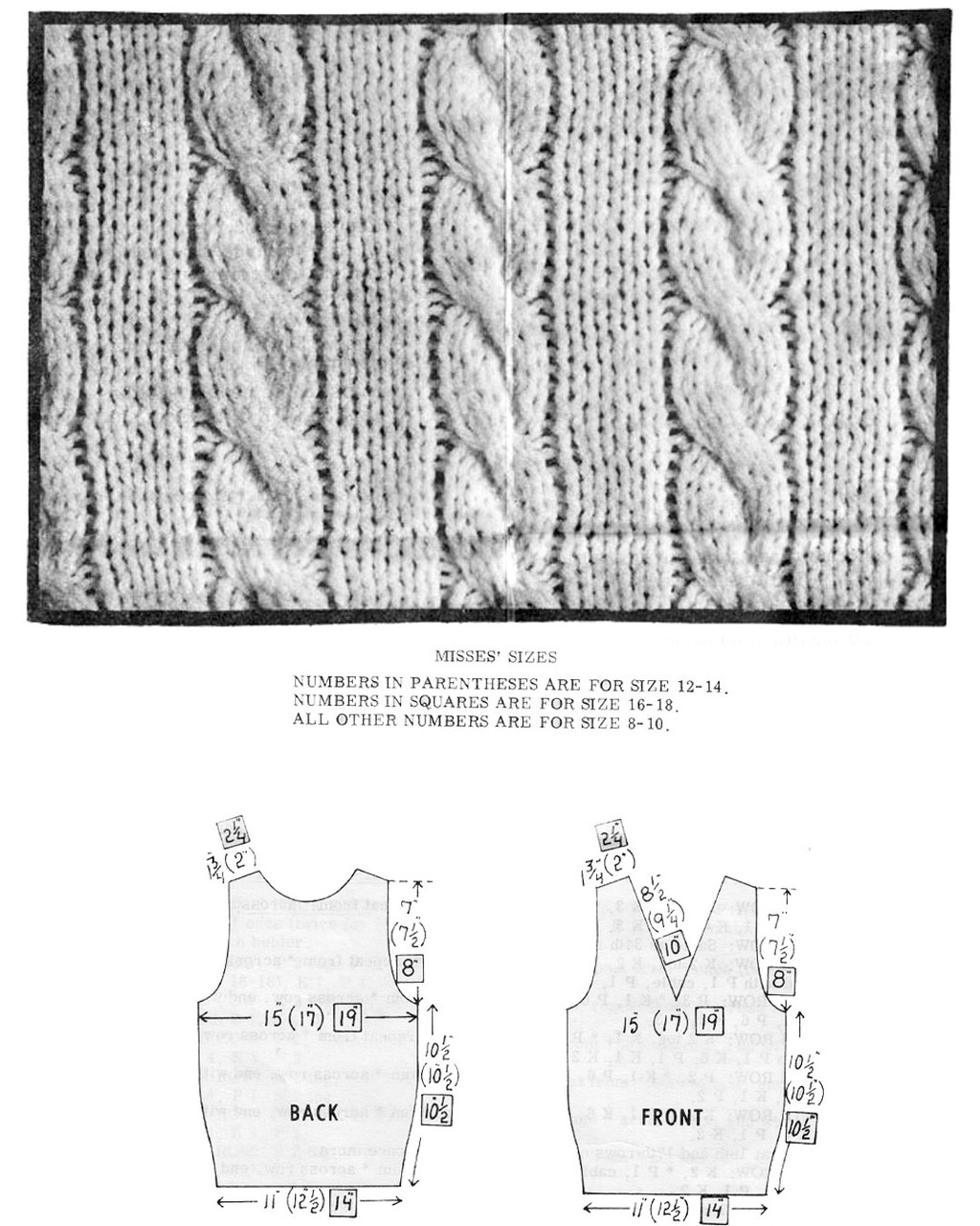 Cable Vest Pattern Stitch Illustration for Design 665