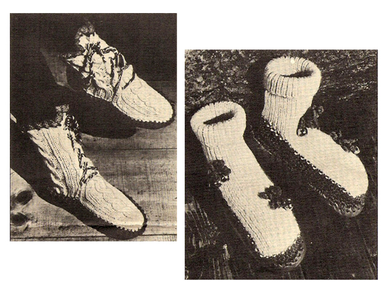 Knitted Slippers Pattern for Leather Soles