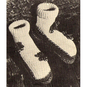 Ladies Childs Leather Soled Socks Knitting Pattern