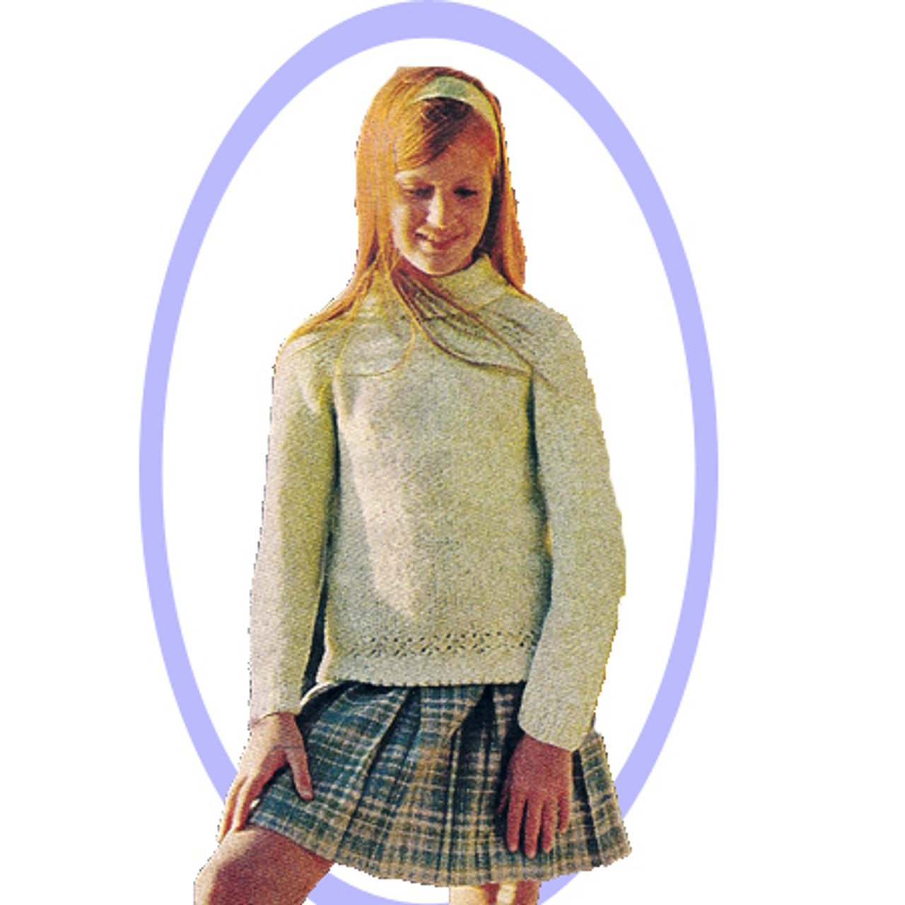 Girls Long Tunic Knitted Pullover pattern 