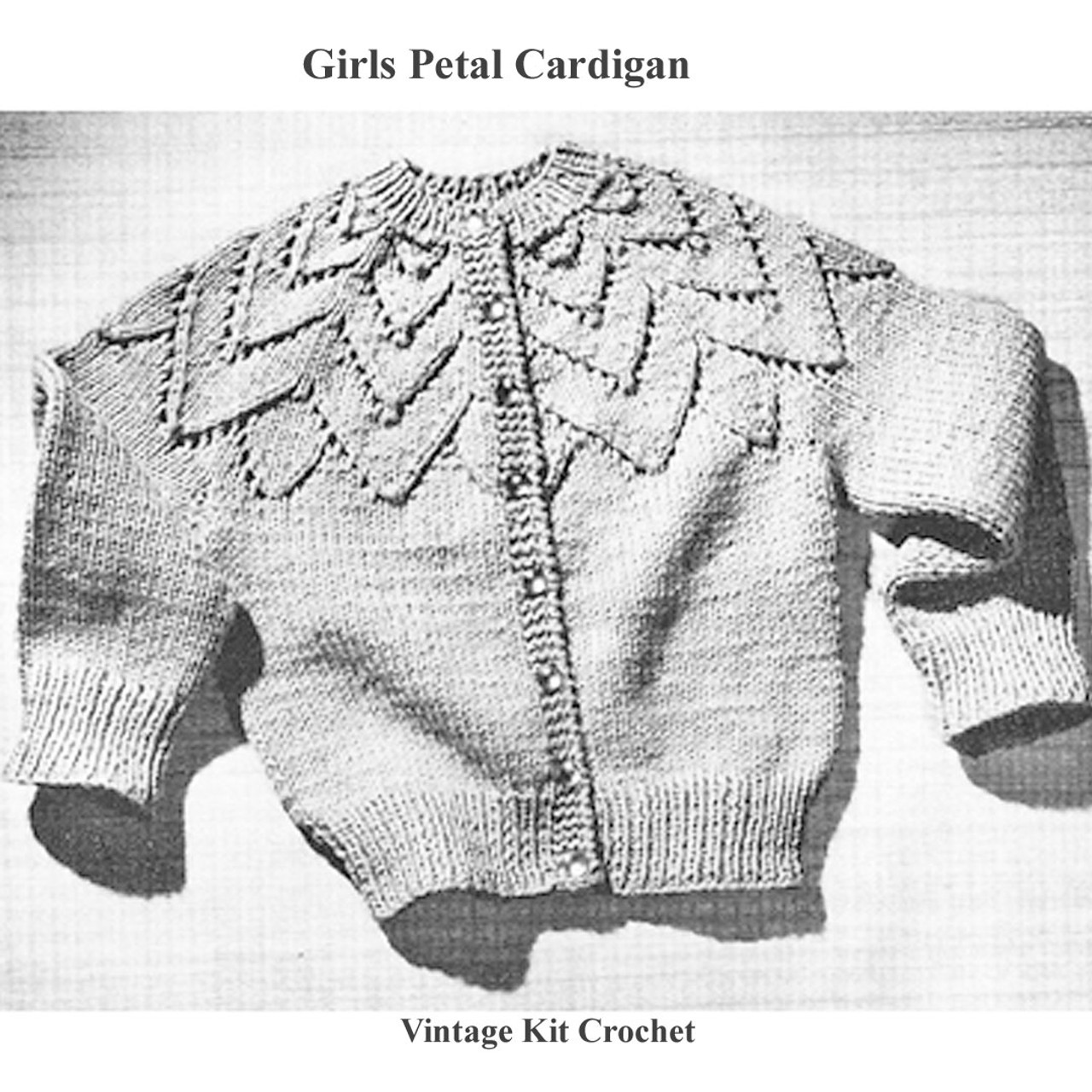 Girls Jiffy Knitted Petal Cardigan Sweater PDF Pattern