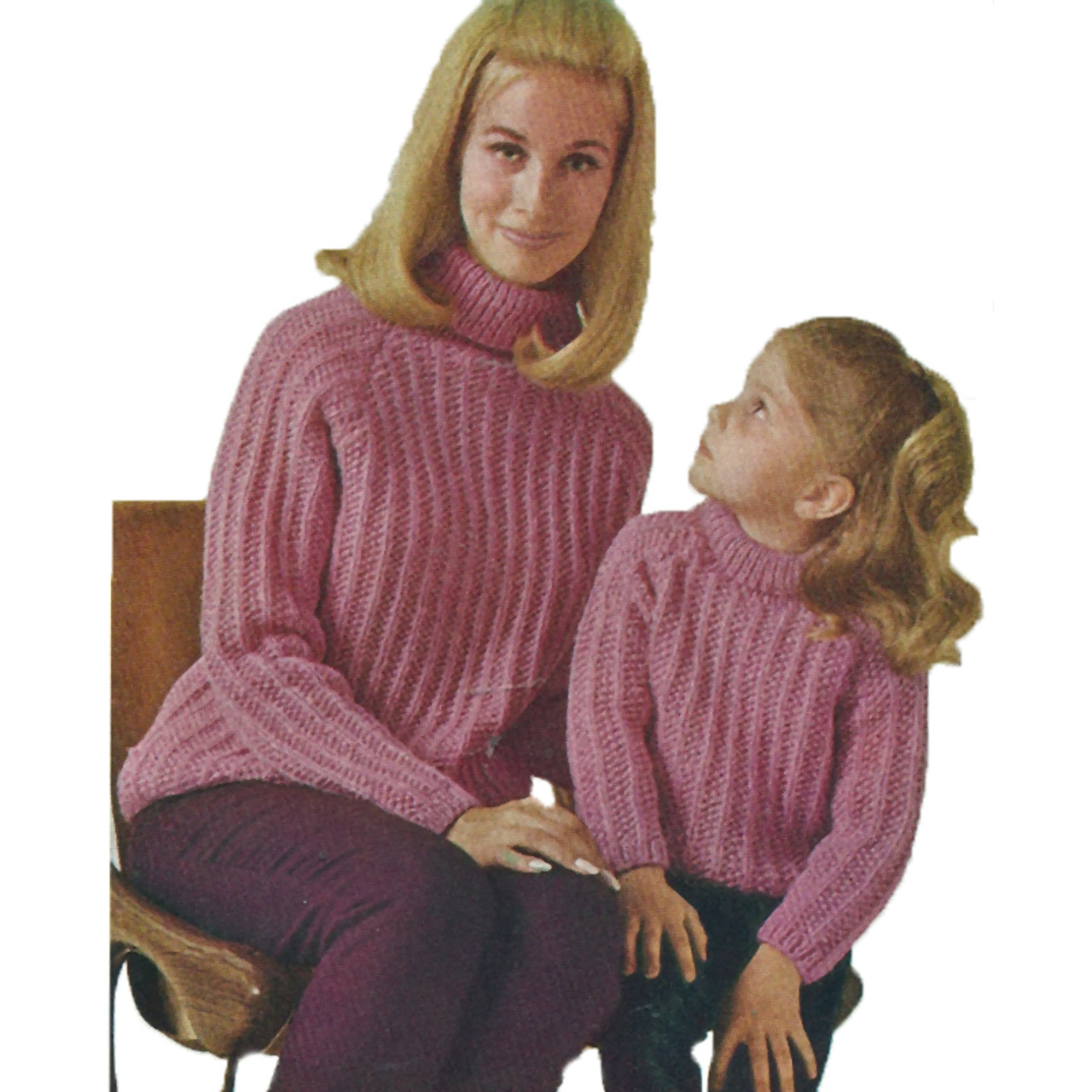 Knitted Pink Cardigan Patterns for Mother Daughter