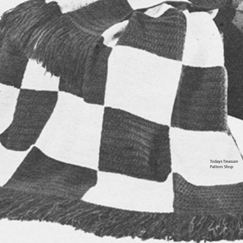 Crochet Checkerboard Afghan Pattern, Easy Beginners