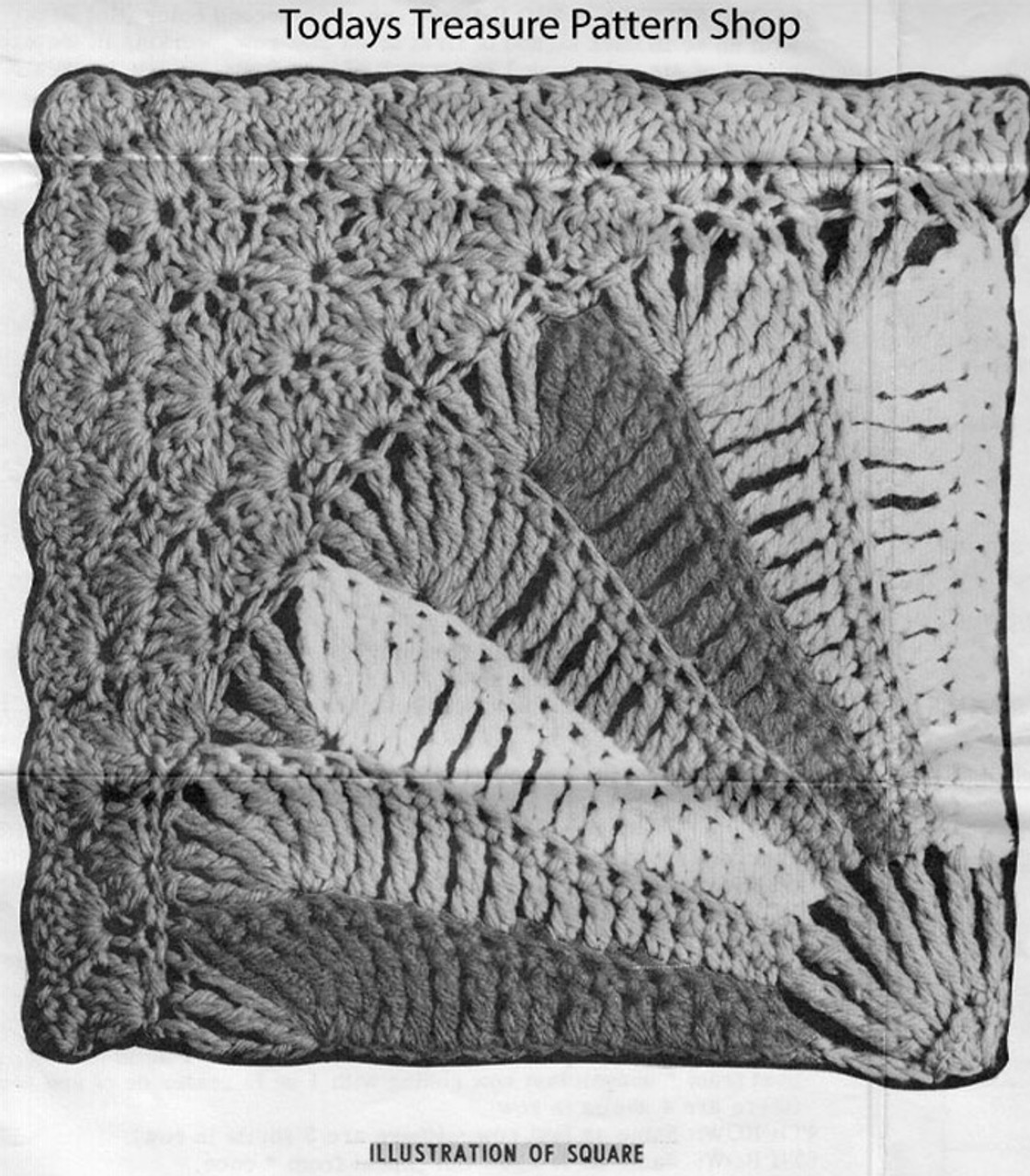 Crochet Fan Pattern Stitch Illustration for afghan