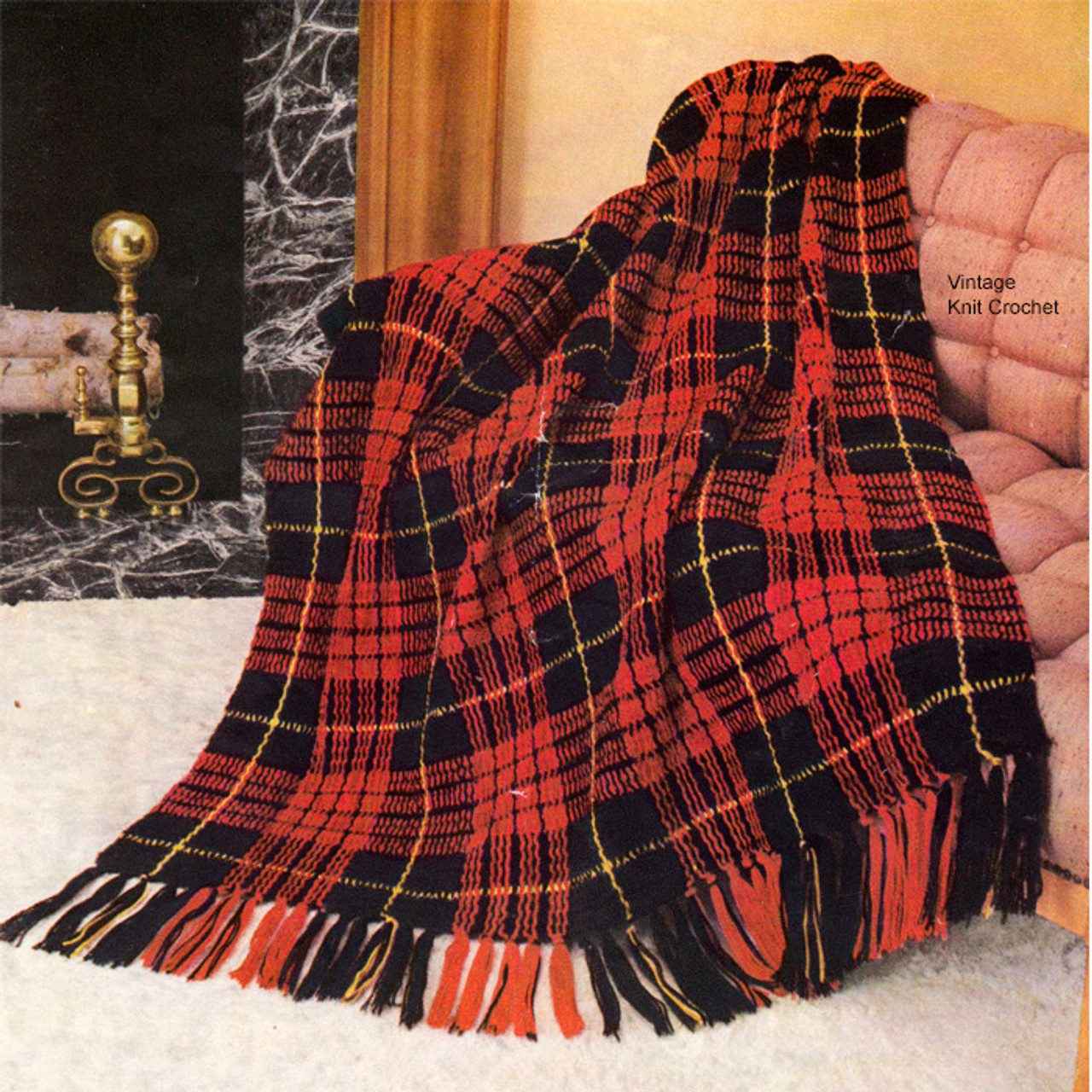 Plaid Crochet Afghan Pattern in Knitting Worsted