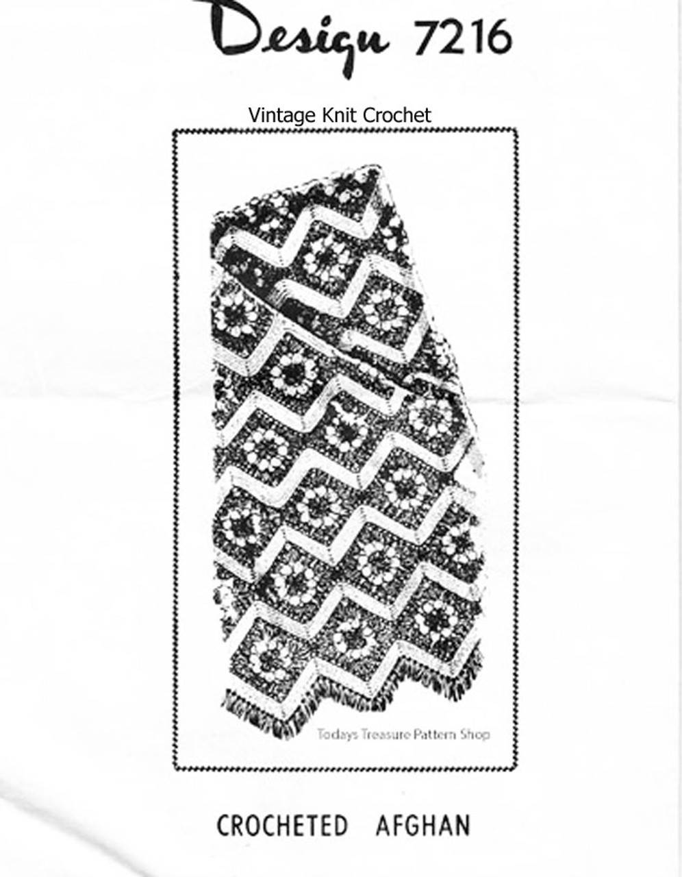 Diamond Afghan Crochet Pattern, Flower Squares Design 7216