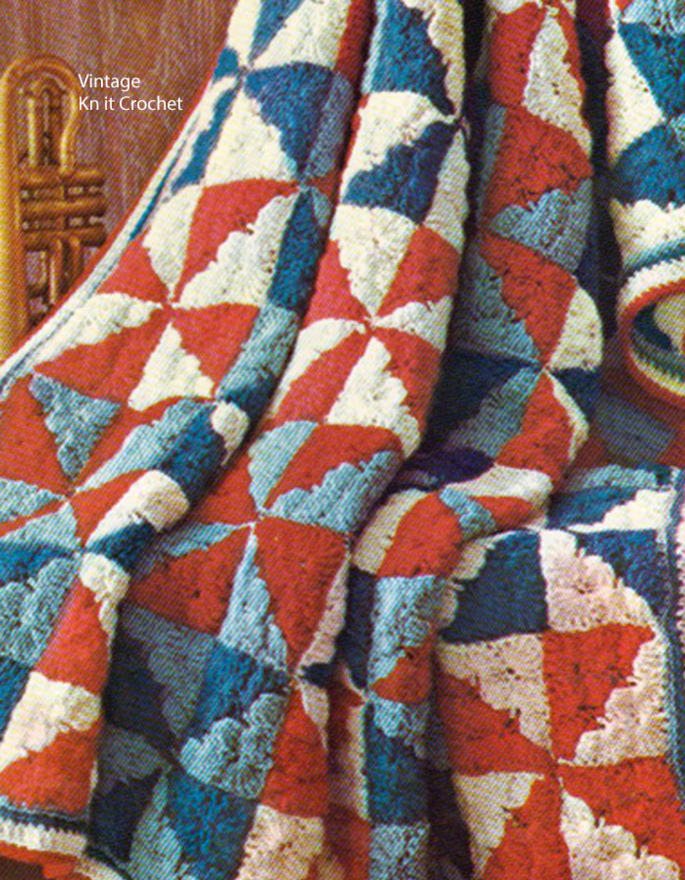 Crochet Patchwork Afghan Pattern Vintage 1960s