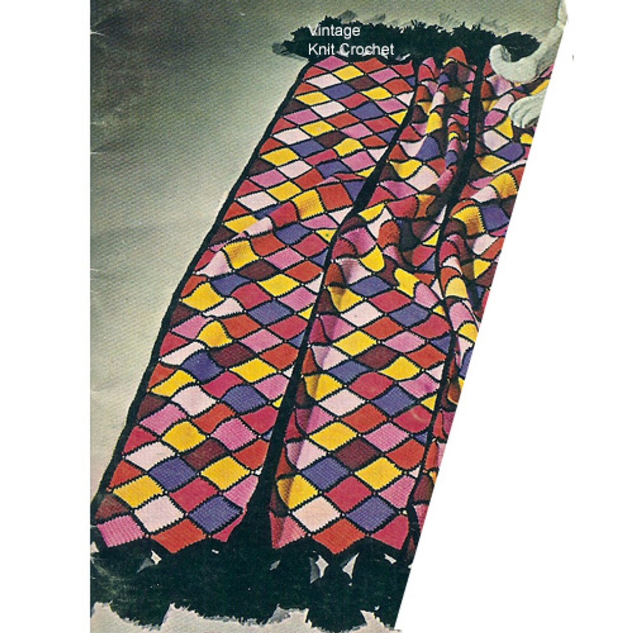 Crocheted Diamond Afghan Pattern, Vintage 1960s