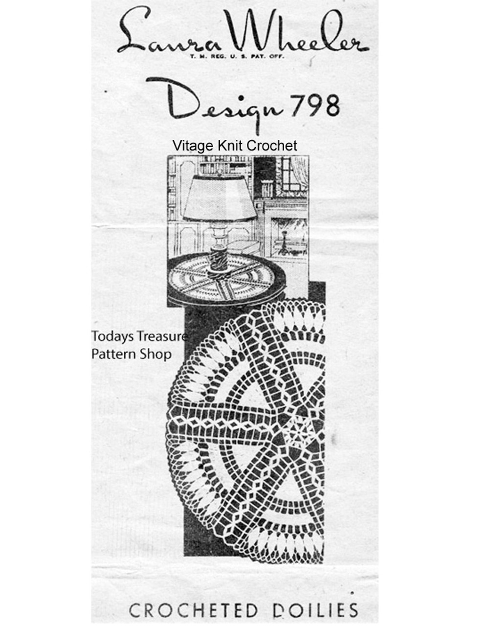 Large Wheel Doily Crochet Pattern, Mail Order Design 798