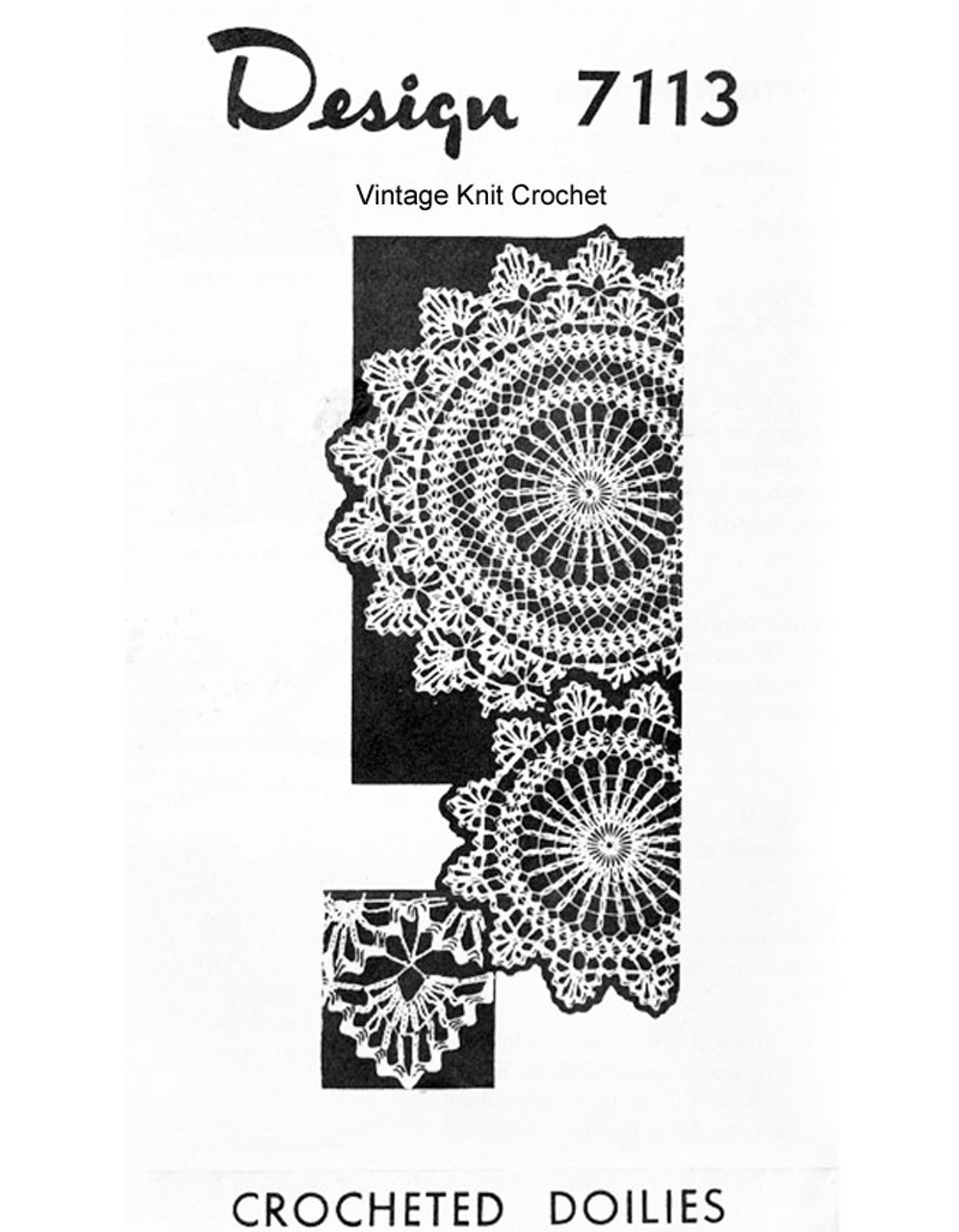 Vintage Crochet Rickrack Doily Pattern Design 7113