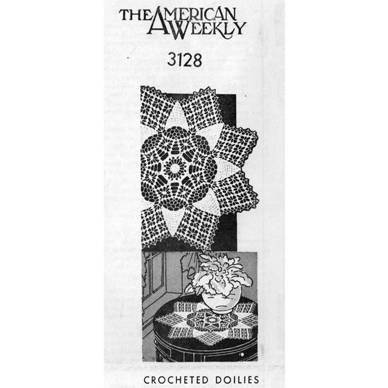 Mail Order 3128 crocheted medallion Doily Pattern