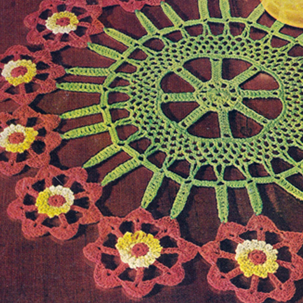 Colorful Cartwheel Flower Doily Pattern 