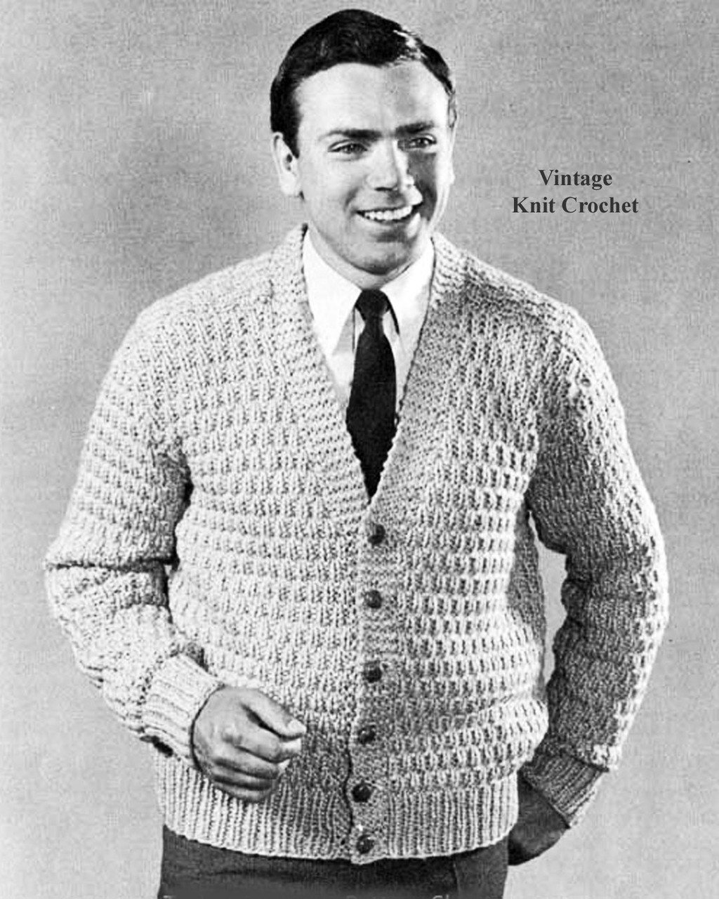 Mans Knitted Cardigan Pattern in Heavy Rug Yarn