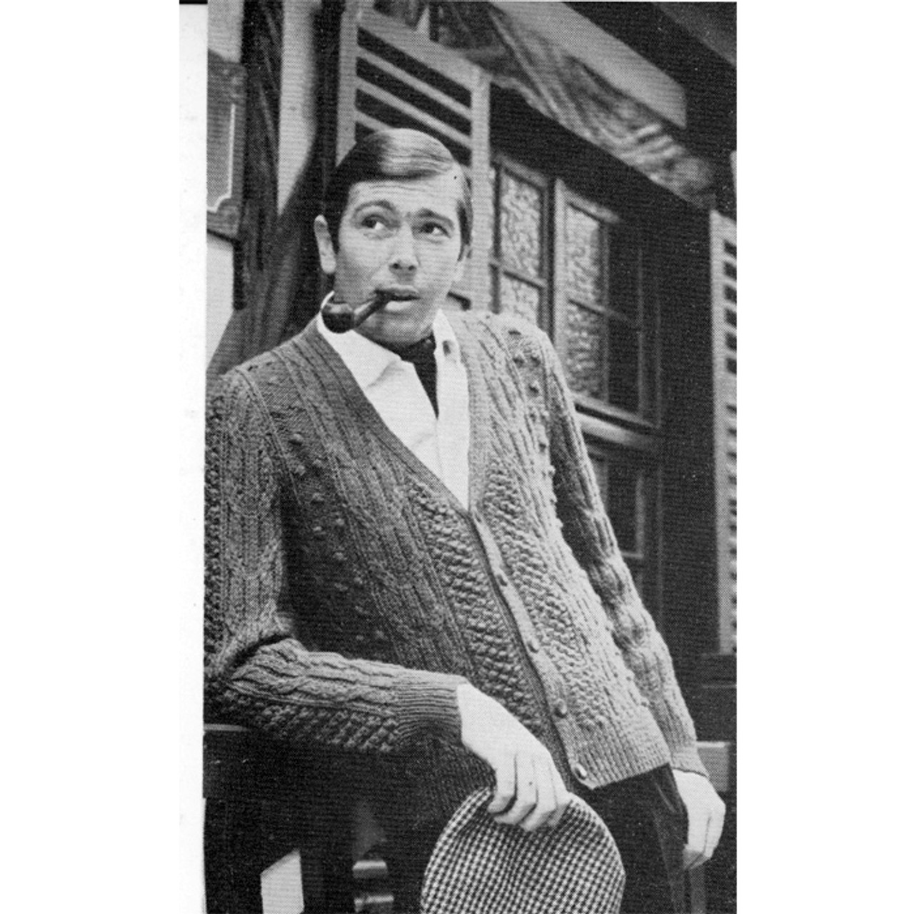 Mans Aran Cardigan Knitting Pattern, Vintage 1960s