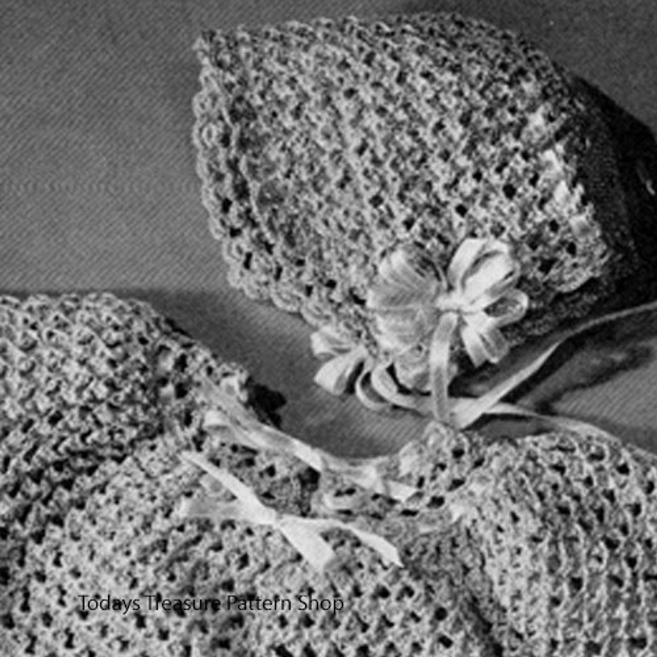 Vintage Baby Bonnet Set Crochet Pattern 