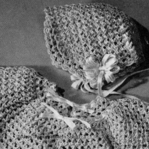 Vintage Lace Baby Layette Pattern, Jacket Bonnet Booties