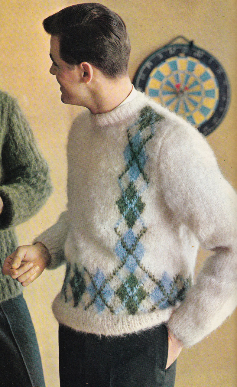Mans Argyle Mohair Sweater Pattern 