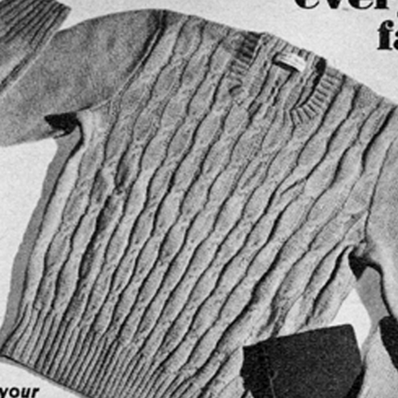 Mans Cable Pullover Vintage knitting pattern 