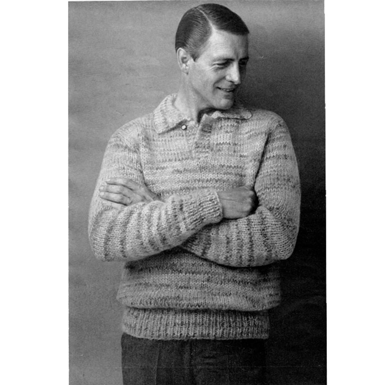Mens Mohair Pullover Sweater Knitting Pattern with Long Sleeves