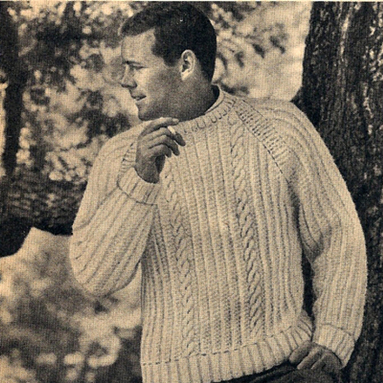 Mans Ribbed Cable Pullover Knitting Pattern 