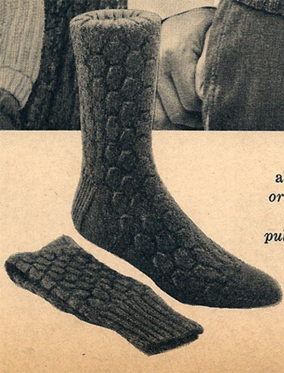 Vintage Knitting Pattern Mens Block Socks