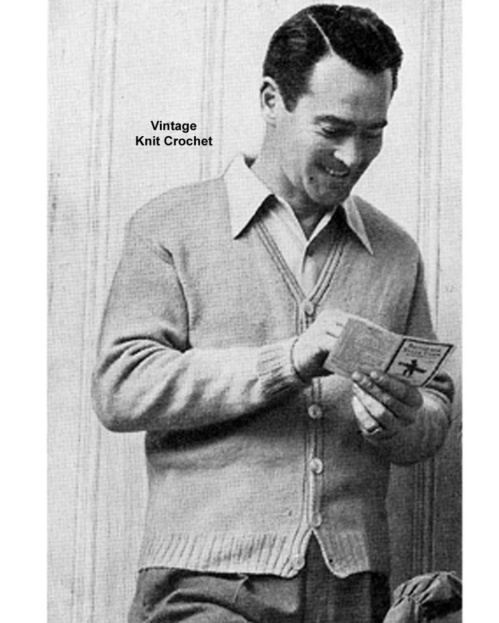 Mens Knitted Cashmere Cardigan Pattern 36 to 46