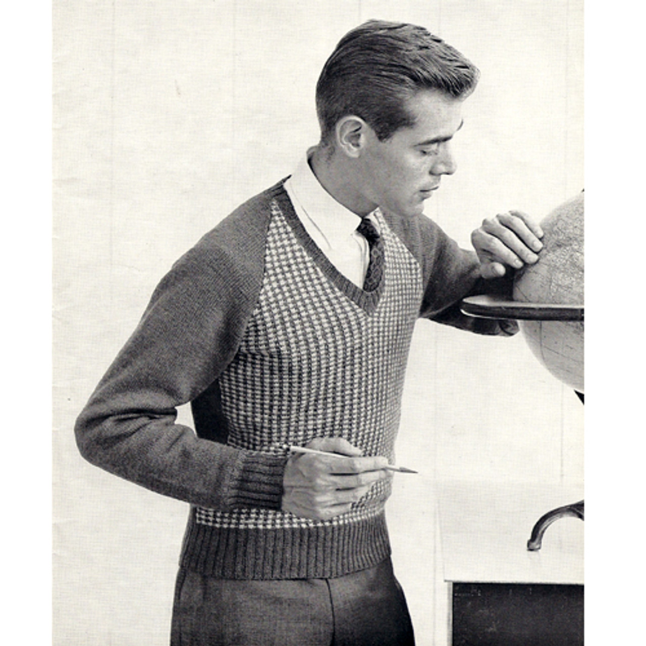 Vintage Knitting Pattern for  Mans Tweed Sweater