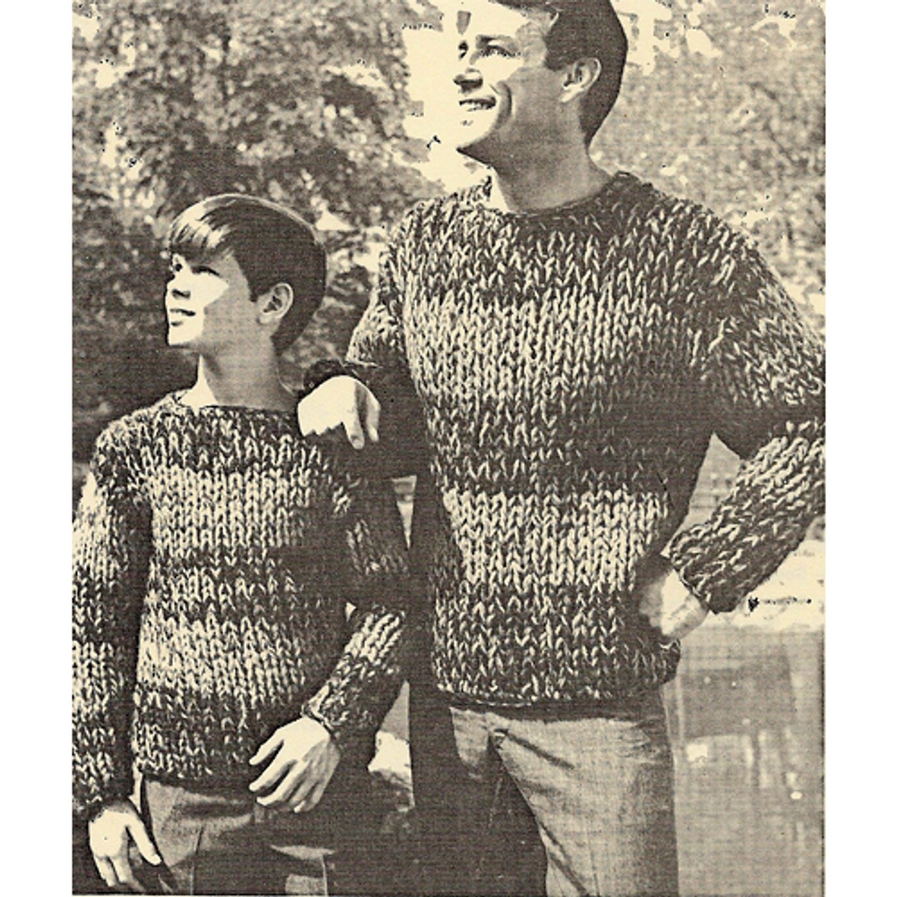 Father Son Striped Sweaters Knitting Pattern on Big Needles