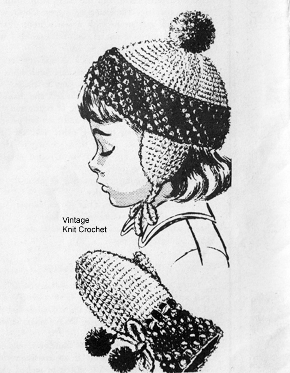 Childs Crochet Hat Mittens Pattern, Laura Wheeler 782