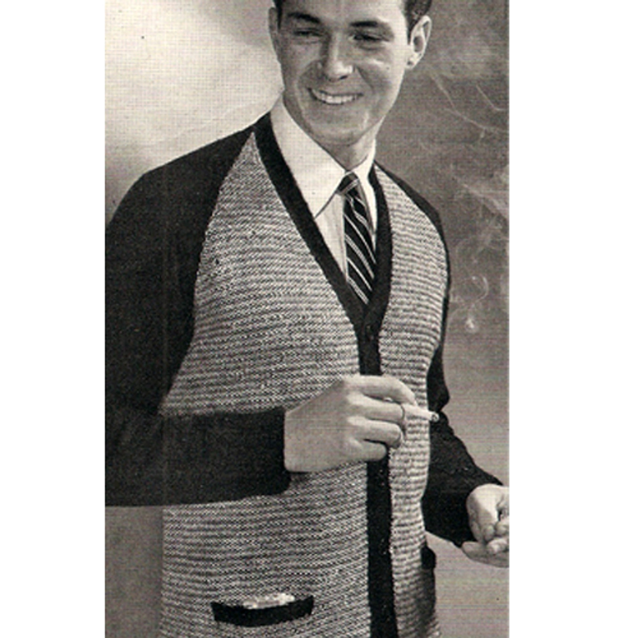 Mans Raglan Sleeve Cardigan Knitting pattern in Two Colors