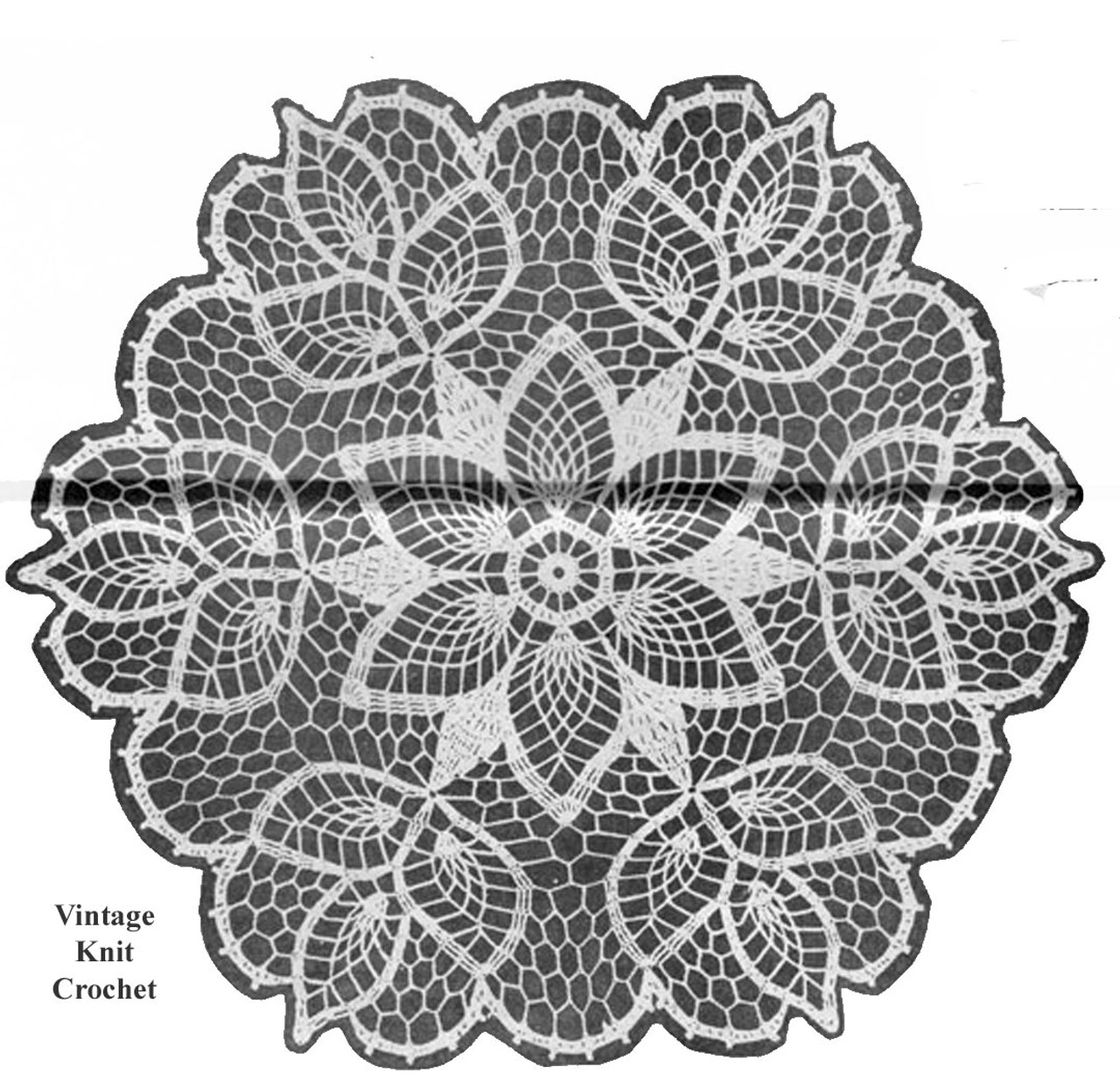 Tulip Doily Crochet Pattern Illustration for American Weekly No 3007