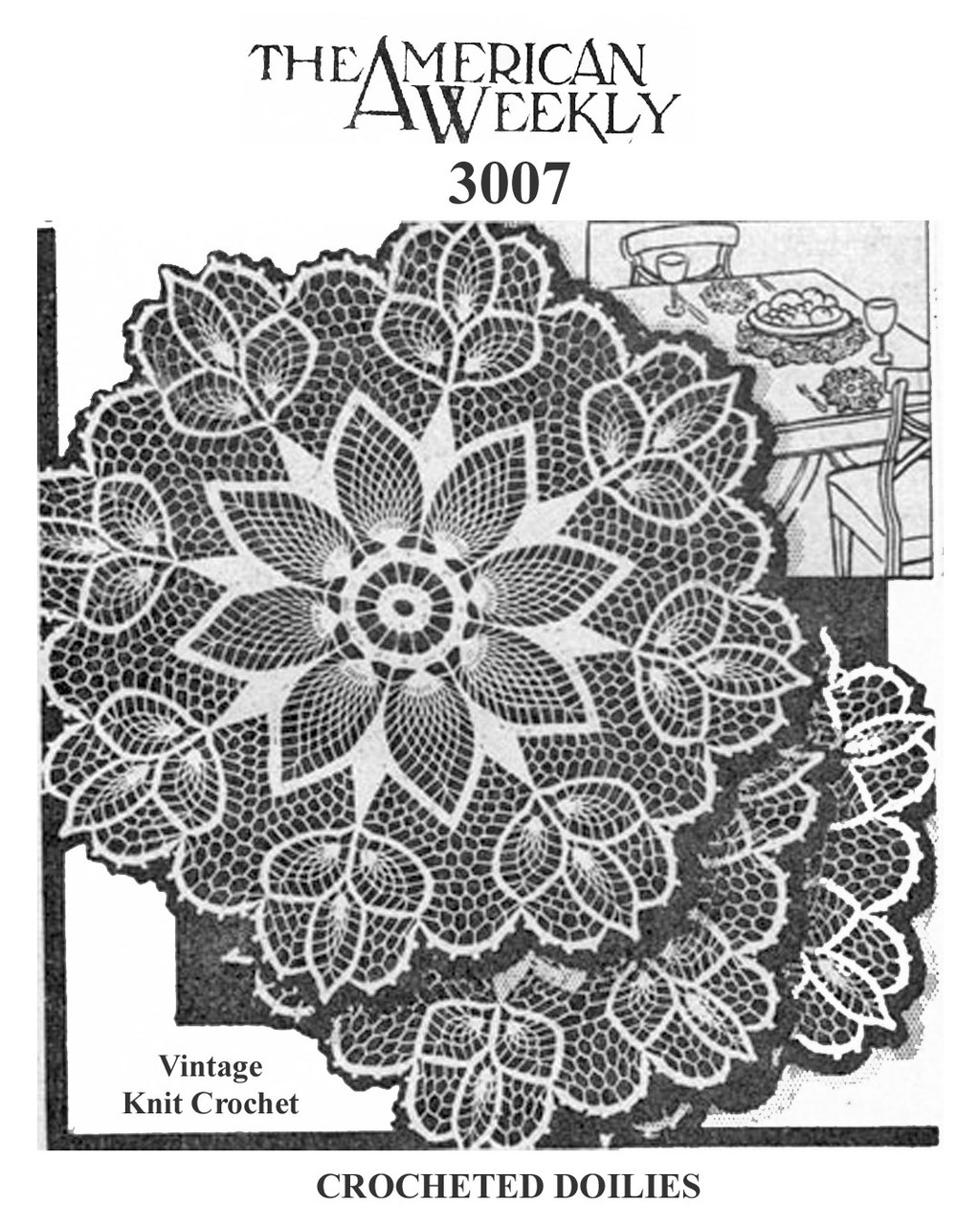 Vintage Crochet Tulip Doilies Pattern No 3007