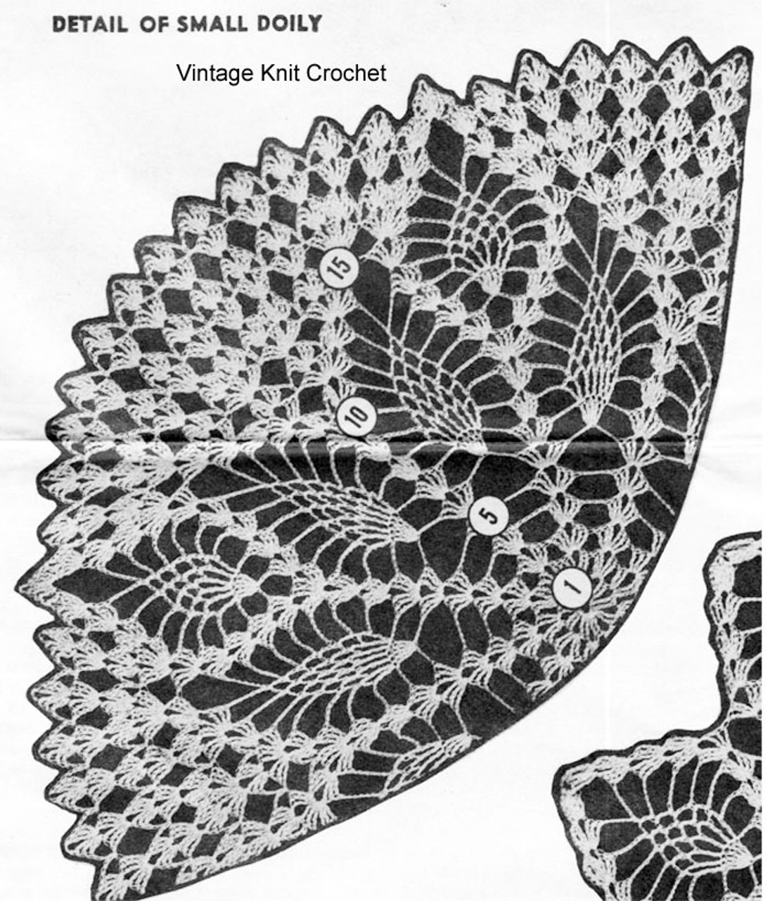 Crochet Doily Illustration, Small Pineapple Design 7024