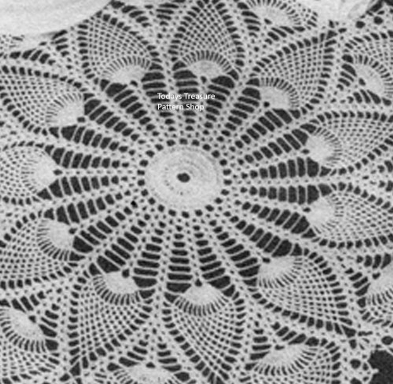 Large Wheel Crocheted Doily pattern, Vintage 1940s