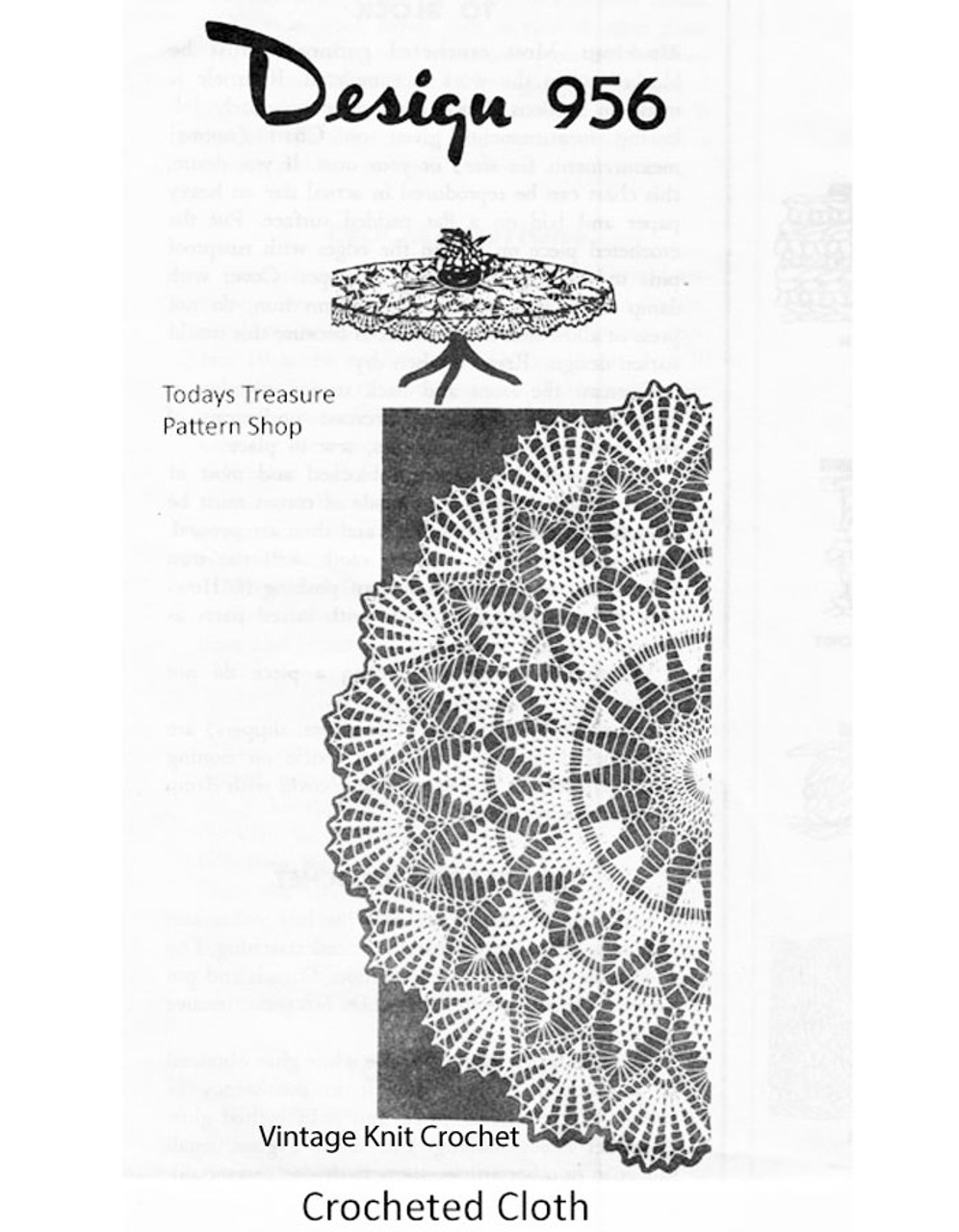 Large Crochet Cloth Pattern, Pineapple Stitch, Design 956