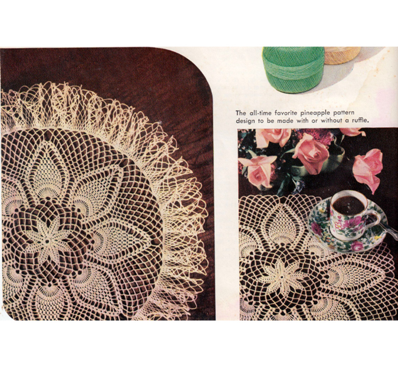 Vintage Ruffled Pineapple Crochet Doily Pattern 
